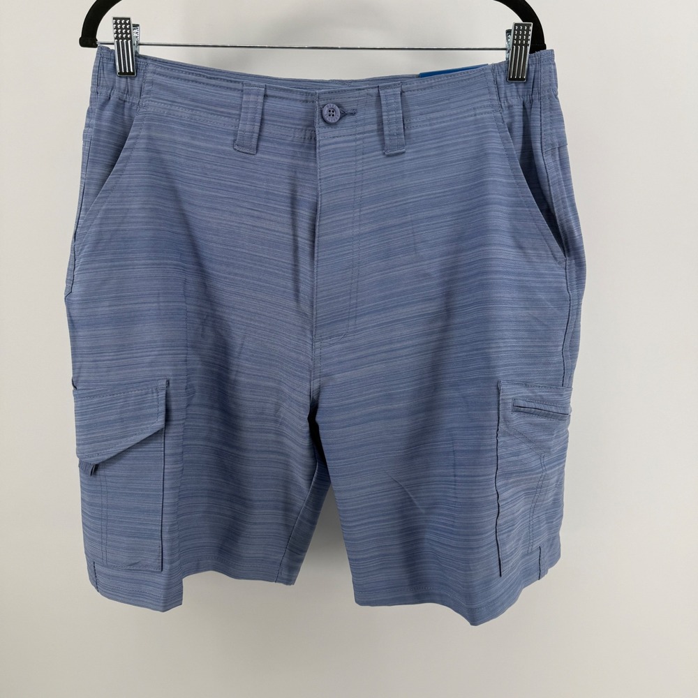 Reel Legends Mackerel II Shorts Mens M Blue Cargo Performance Fishing UPF 30